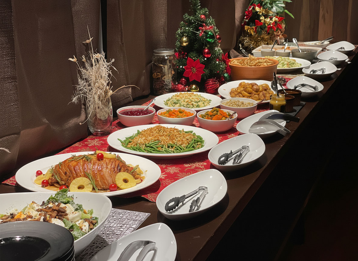 クリスマスパーティーには欠かせないケータリングサービスが呼べる会場